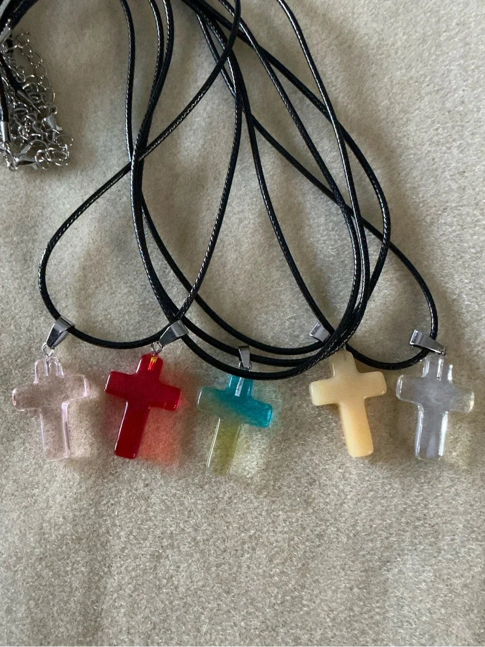Colorful Cross Pendant Necklaces, set of 5